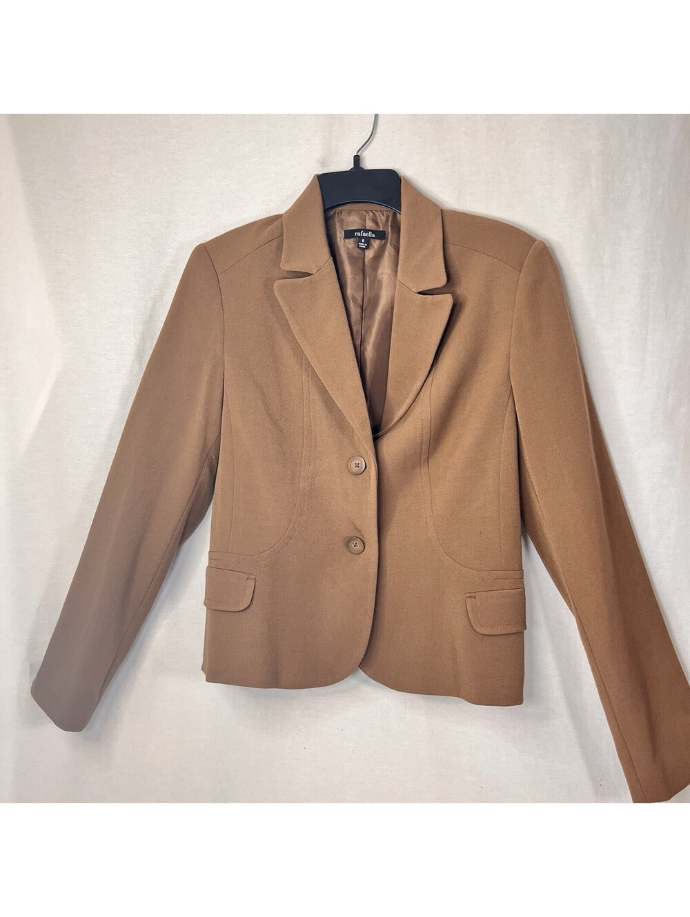 Rafaella 2 Button Blazer Jacket 100% Linen Tan Career Academia Women’s Sz 6